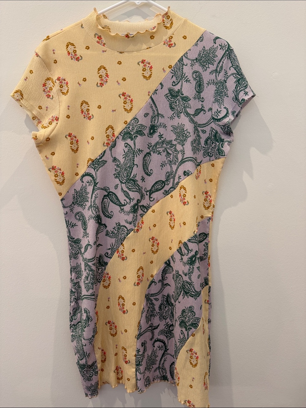 Urban Outfitters Yellow and Lavender Paisley Panel Knit Top